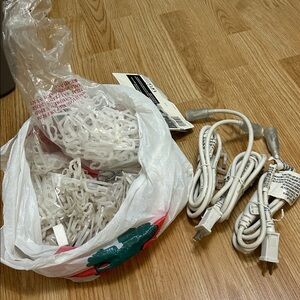 White Christmas Light hooks and cables